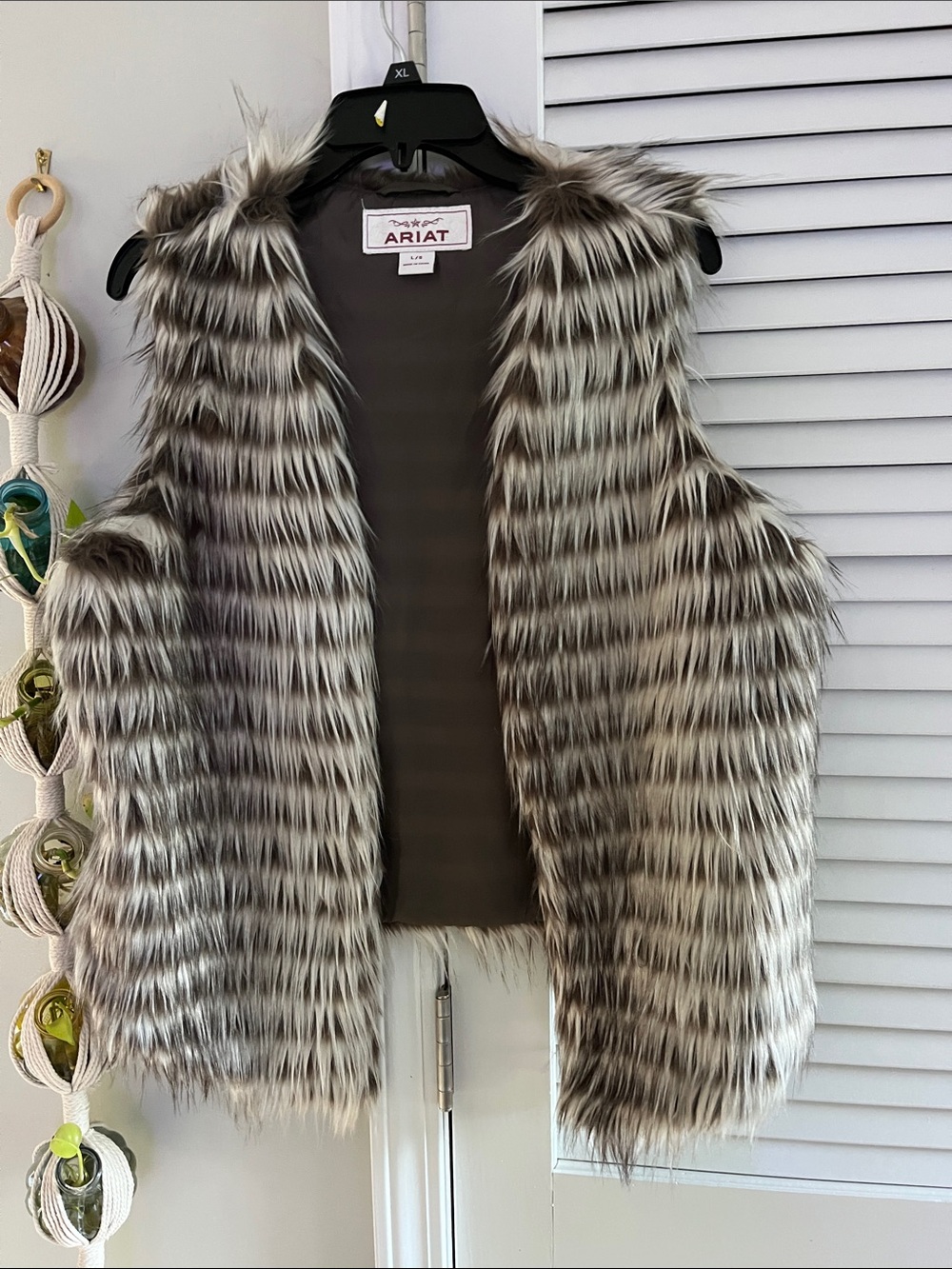 Ariat Faux Fur Striped Vest in Brown and White
